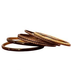 4/$20 🦋 Vintage Set of 7 Gold and Brown Bangle Bracelets